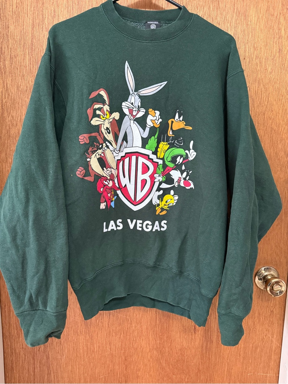 1998 Warner Bros. Las Vegas Green Graphic Crewneck Sweater